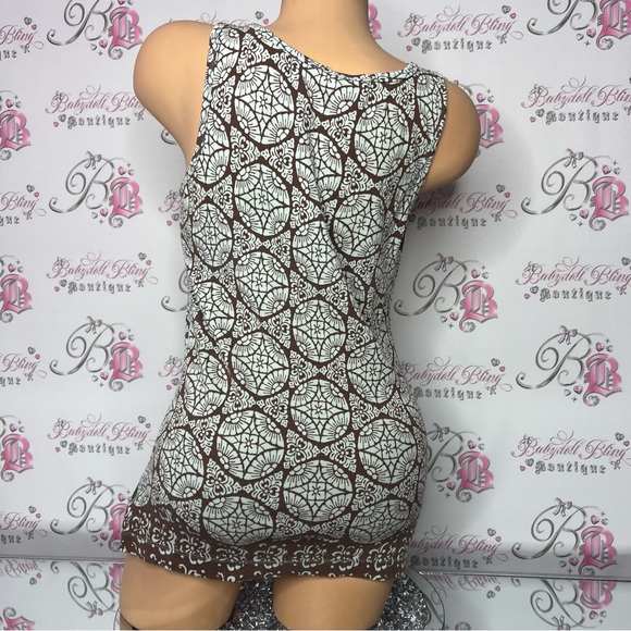 Eddie bauer tank top mint blue and brown printed boho bohemian pattern top - Picture 3 of 6